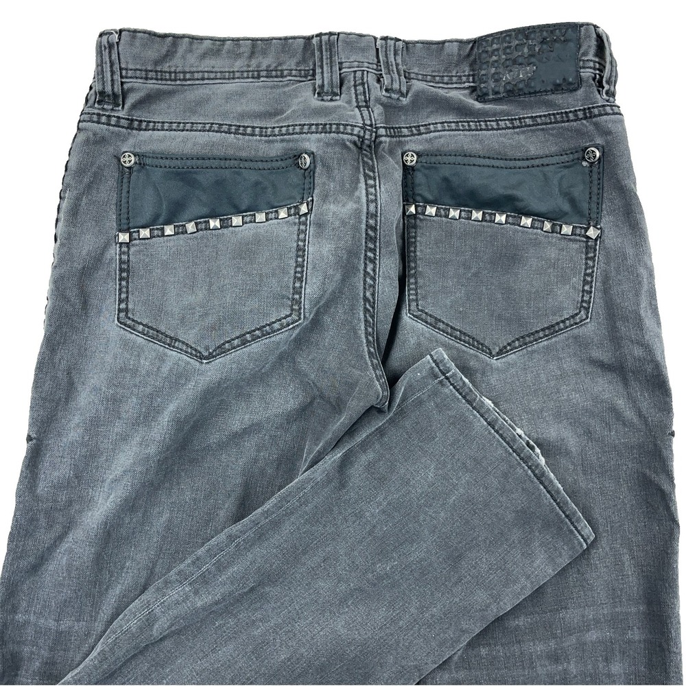 Affliction Jeans Men 34x31 Ace Slim Straight Leg‎ Faded Black Punk Goth Premium